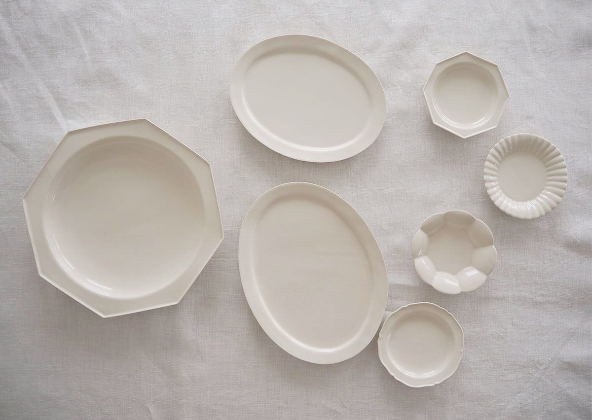 石川隆児2枚セットホワイトオクトゴナルプレート皿八角皿