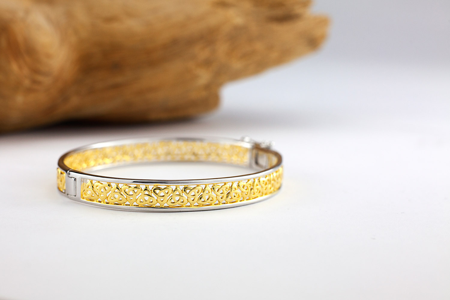 Two-Tone Sterling Silver Trinity Knot Bangle, From… | My Irish Jeweler