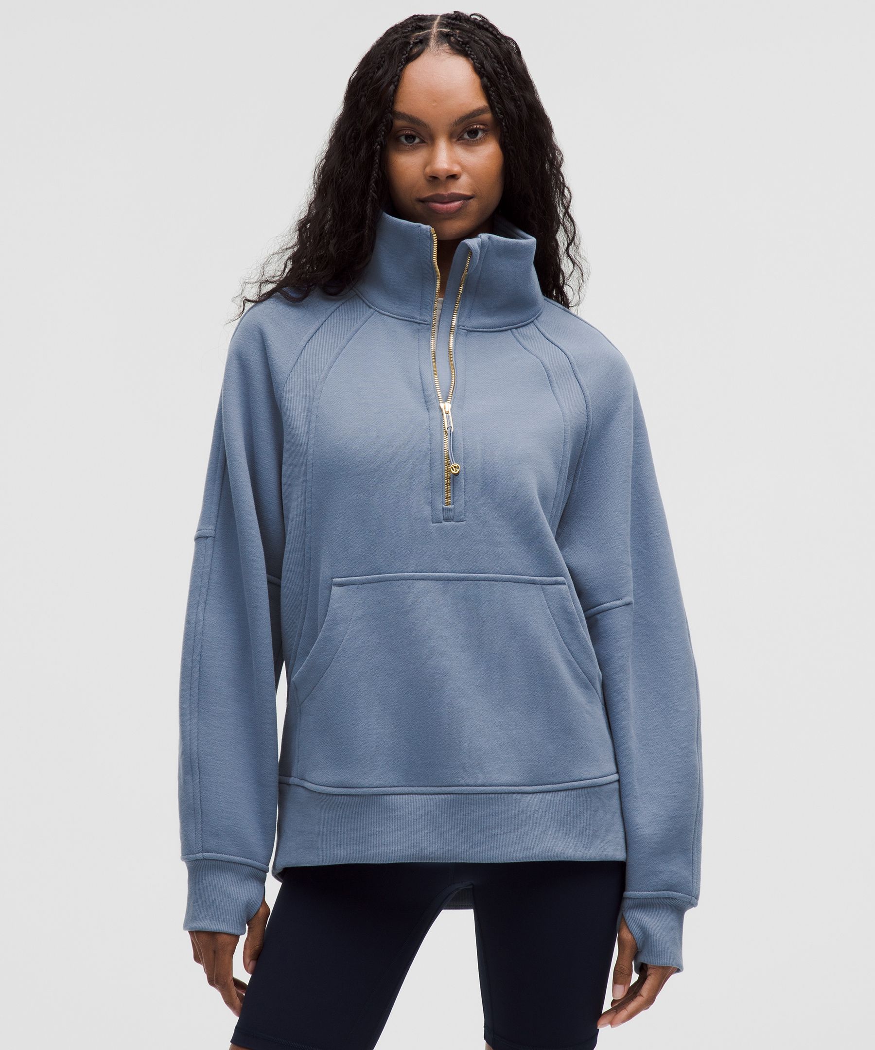 Scuba Oversized Funnel-Neck Half Zip *Long | Women's Hoodies
