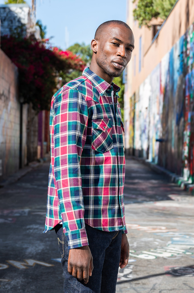 Iron Heart Ultra-Heavy Flannel - IHSH-336-NAV - Crazy Check Navy