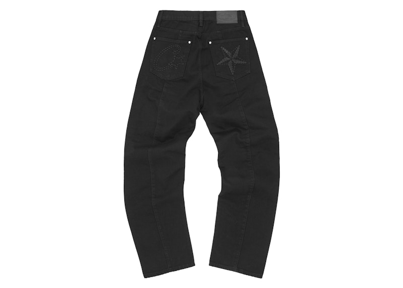 Corteiz C-Star Stitch-Down Jeans Triple Black Men's - SS24 - US