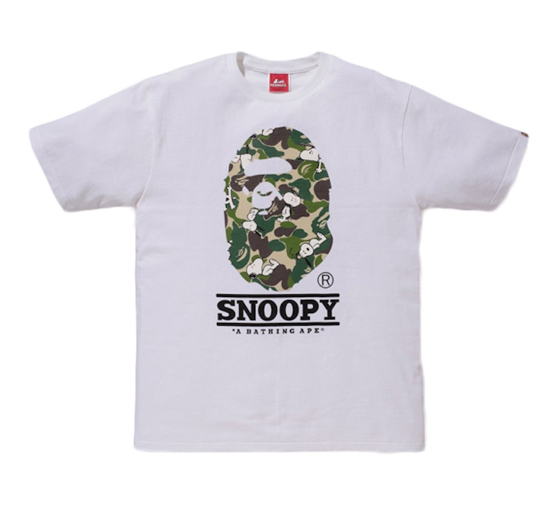 BAPE X Peanuts ABC Snoopy Camo Apehead Tee White/Green Men's