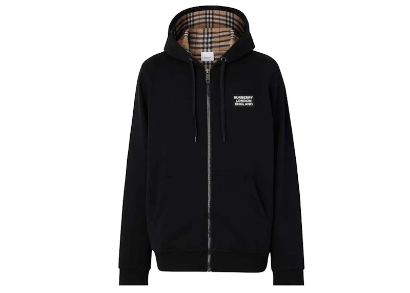 Burberry Cotton Blend Zip Hoodie Black Men's - US