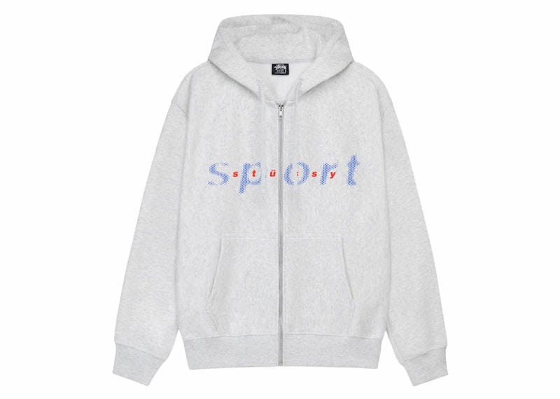 Stussy Dot Sport Zip Hoodie Ash Heather Men's - SS24 - US