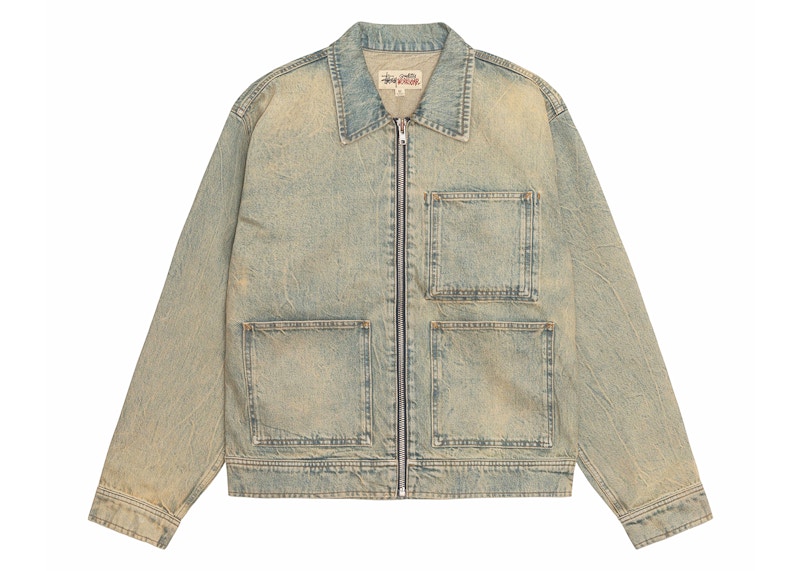 Stussy Denim Zip Work Jacket Beach Wash Men's - SS24 - US
