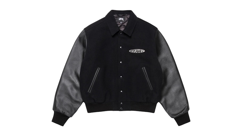 Stussy Globe Varsity Jacket Jacket Black Men's - FW25 - US