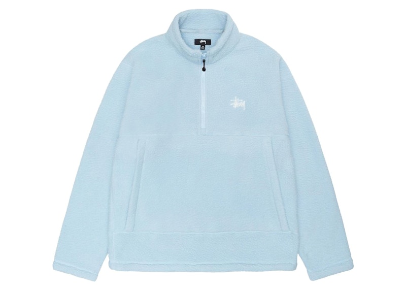 Stussy Half Zip Mock Polar Fleece Hoodie Blue Men's - US