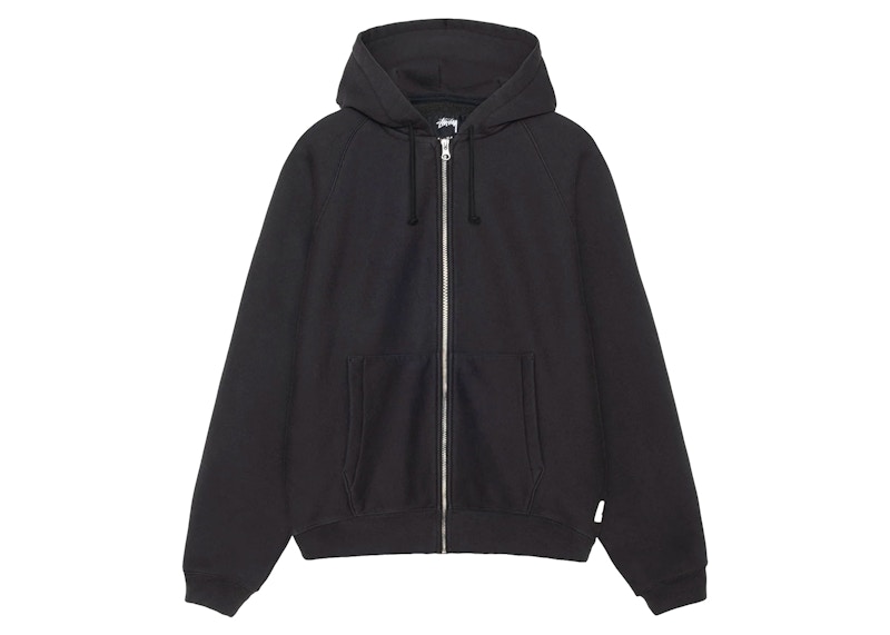 Stussy Raglan Zip Hoodie Washed Black Men's - FW24 - US