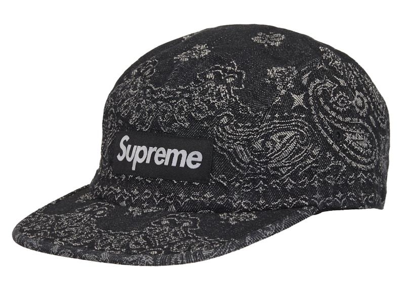 Supreme Bandana Jacquard Denim Camp Cap Black - SS25 - JP