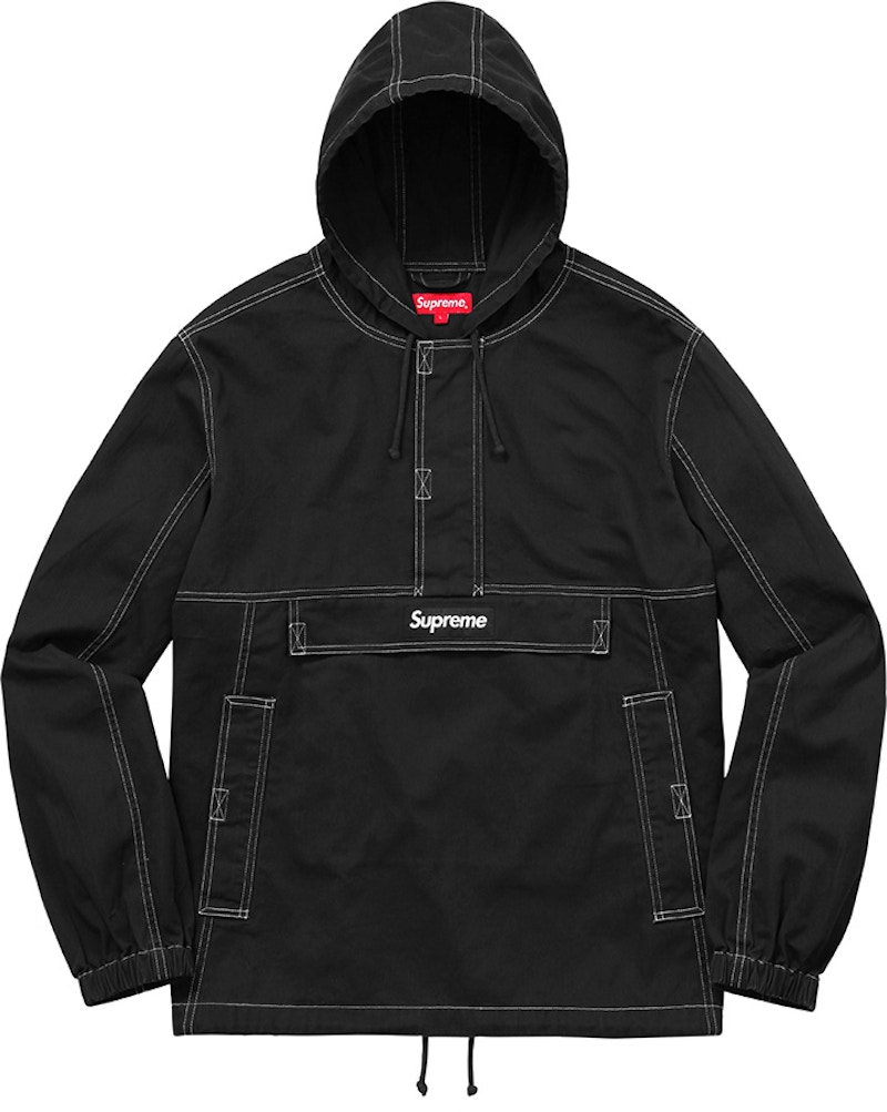 Supreme Contrast Stitch Twill Pullover Black Men's - FW16 - US