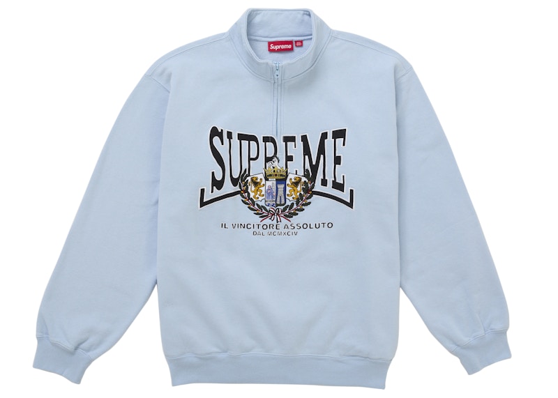 Supreme Crest Applique Half Zip Pullover Light Blue Men's - FW25 - US