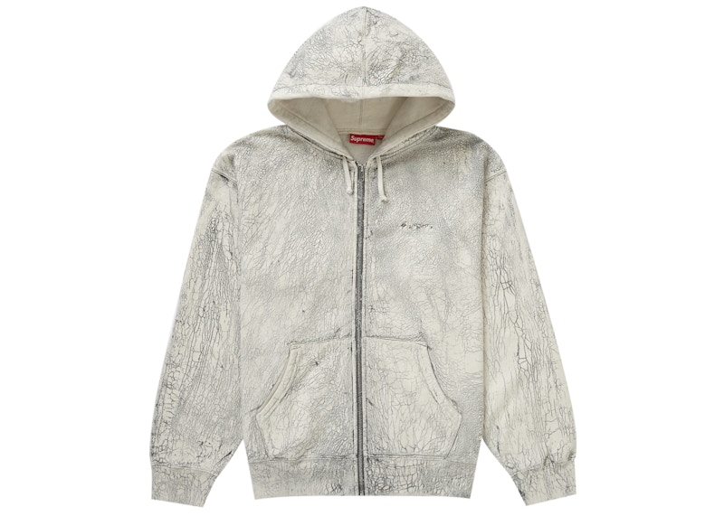 Supreme Crackle Zip Up Hooded Sweatshirt Natural Men's - FW23 - US