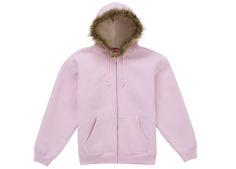 Supreme Faux Fur Zip Up Hooded Sweatshirt Pink Men's - FW25 - US