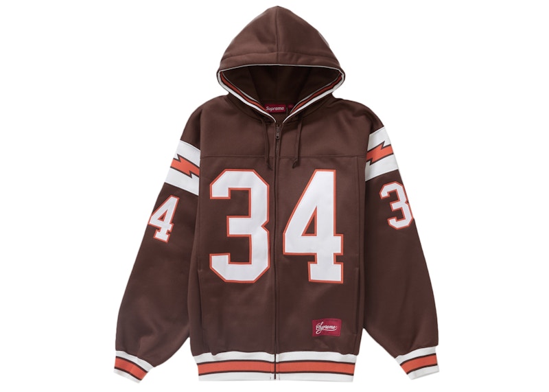 Supreme Football Zip Up Hooded Sweatshirt Brown Men's - SS24 - US