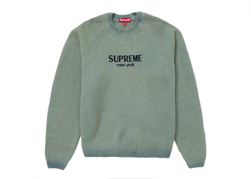 Supreme Flocked Logo Sweater Green Men's - FW24 - US