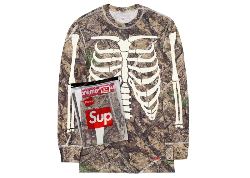 Supreme Hanes Bones Thermal Crew 1 Pack Woodland Camo Men's - FW24