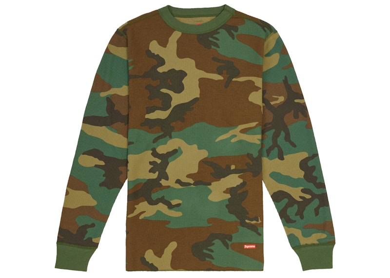 Supreme Hanes Thermal Crew (1 Pack) FW19 Woodland Camo Men's