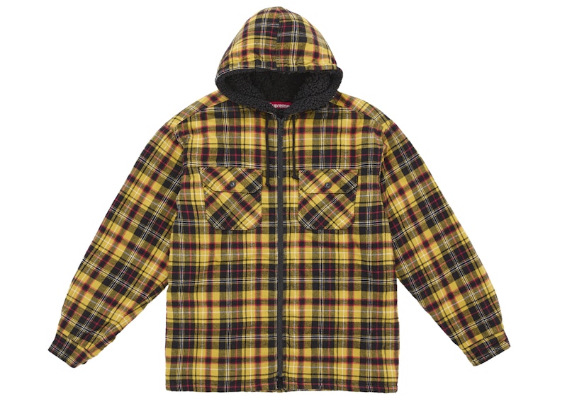 Supreme Lined Zip Up Hooded Flannel Shirt Yellow Men's - FW25 - US