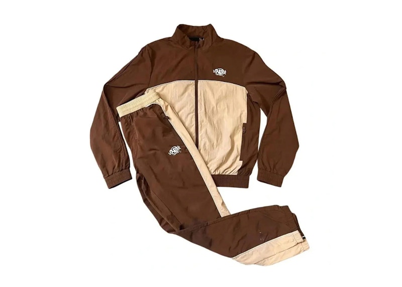 Syna World Syna Logo Shell Tracksuit Brown/Beige Men's - SS24 - US