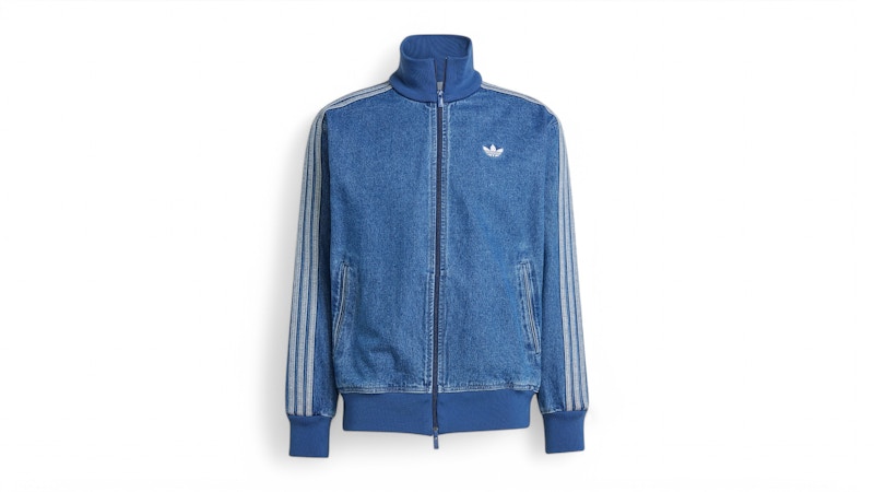 adidas Adicolor Denim Firebird Track Top Medium Blue Denim Men's