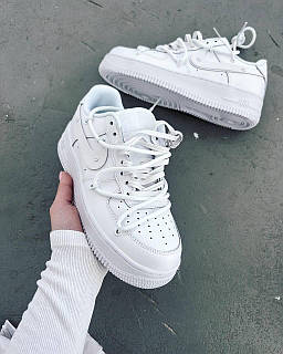 Жіночі кросівки Nike Air Force 1 Low White Off Shoelaces Custom