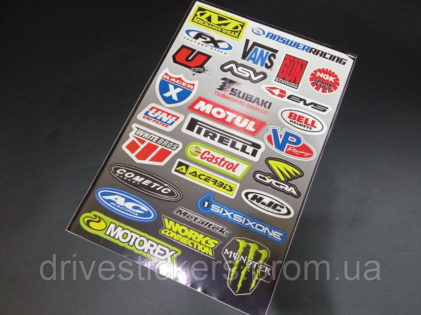 Стикеры на мопед скутер спонсорские наклейки мотоцикл бак пластик