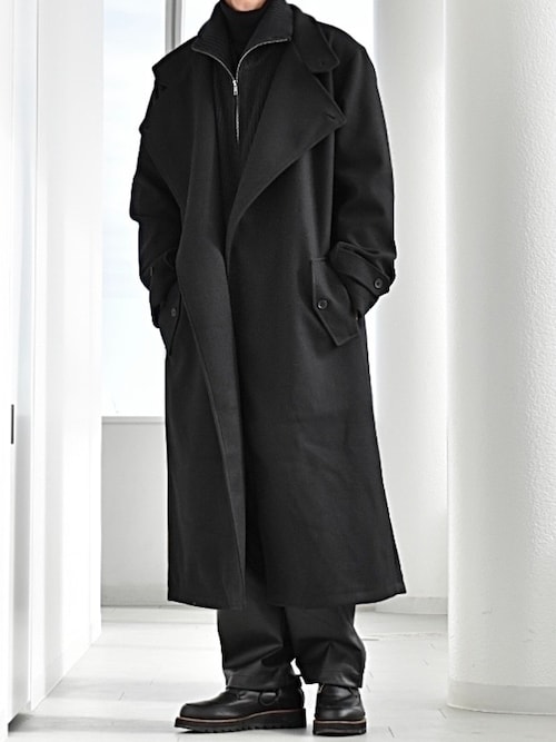 セール】【2WAY】オーバーサイズ メルトン スタンダーカラー ルーズ