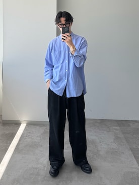 シャツ/ブラウス（ブルー系）を使った「COMOLI」の人気ファッション