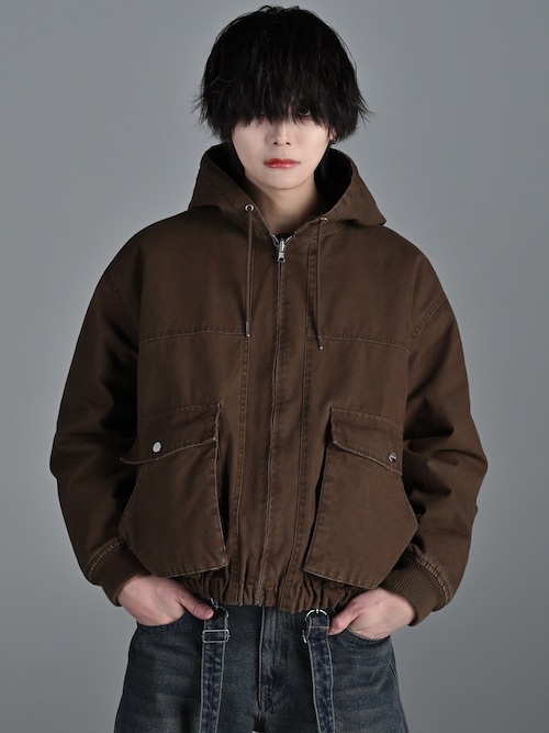 vintage make short duck blouson reversible zip parka （duck/pu