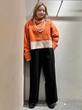 リバーシブルハイネックニットLS 247766を使った人気ファッション