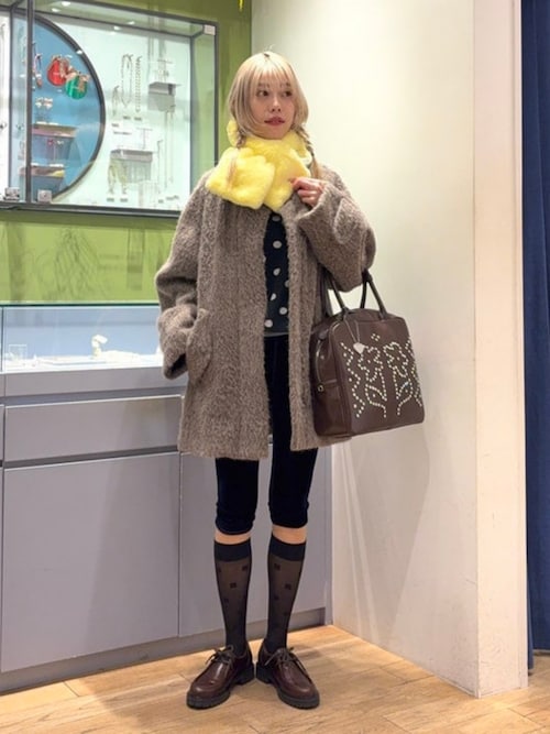 セール】シャギースタンド カラー ハーフ コート（ステンカラーコート