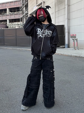 REFLEM/レフレム』2WAY切替ワイドデニムカーゴパンツを使った人気