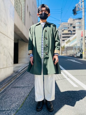 BURBERRYのステンカラーコートを使ったメンズ人気ファッション