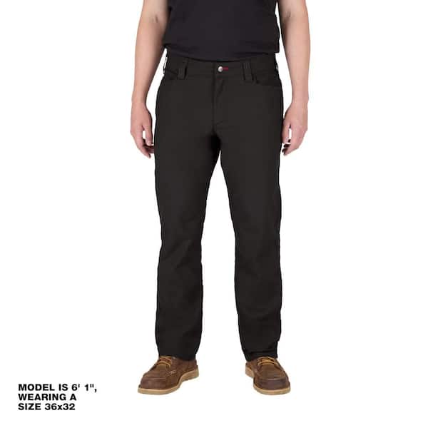 Milwaukee Men's 30 in. x 30 in. Black FREEFLEX Tech Work Pants