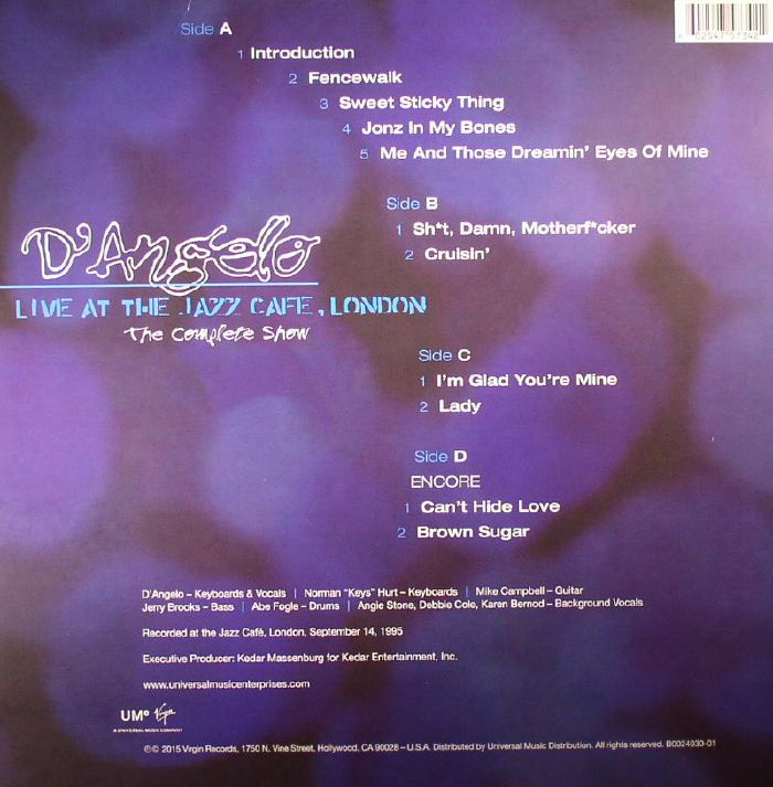 D'ANGELO - Live At The Jazz Cafe London: The Complete Show Vinyl