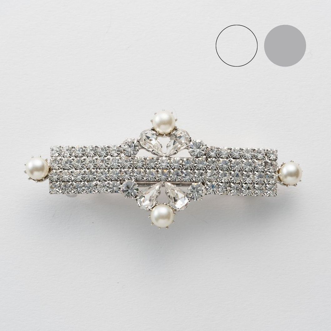 バレッタ ラインストーン スワロフスキー クリアカラー & パール