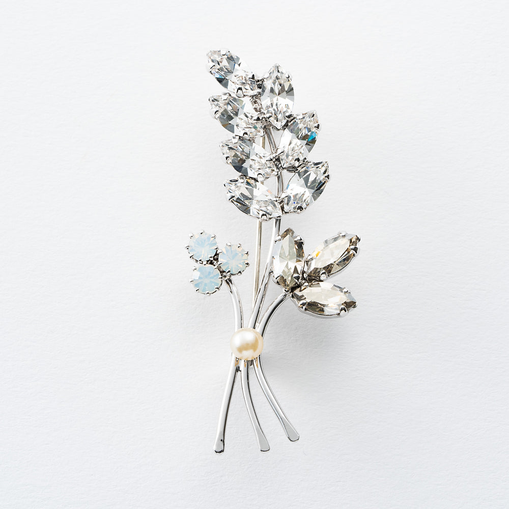 ブローチ ラインストーン ボタニカル クリア 144876 メール便