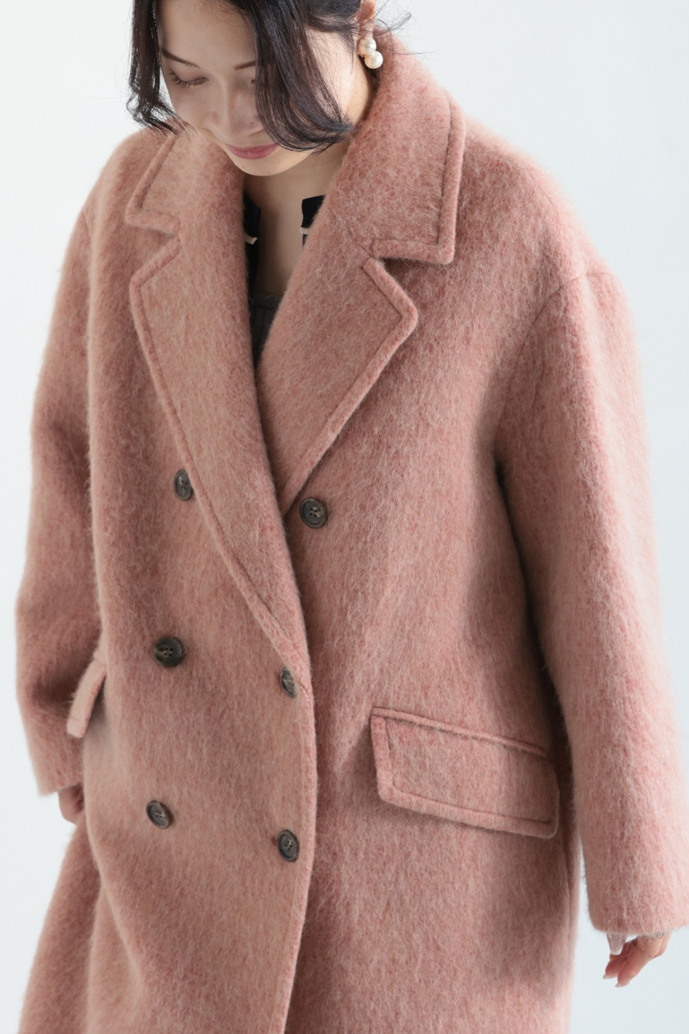 Ballsey(ボールジィ) ウールアルパカシャギー ダブルブレストコート