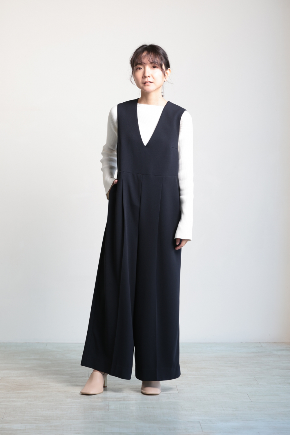 Ballsey(ボールジィ) ジョーゼットジャージー Vネックオールインワン