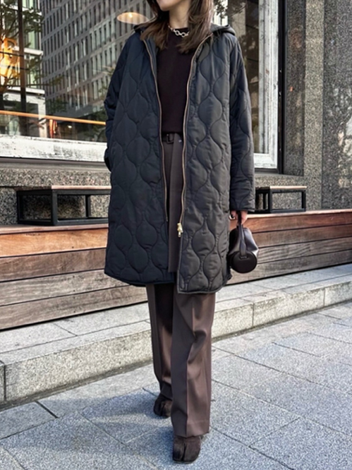 美シルエット3wayキルティングフードコート│Emma Taylor│161cm