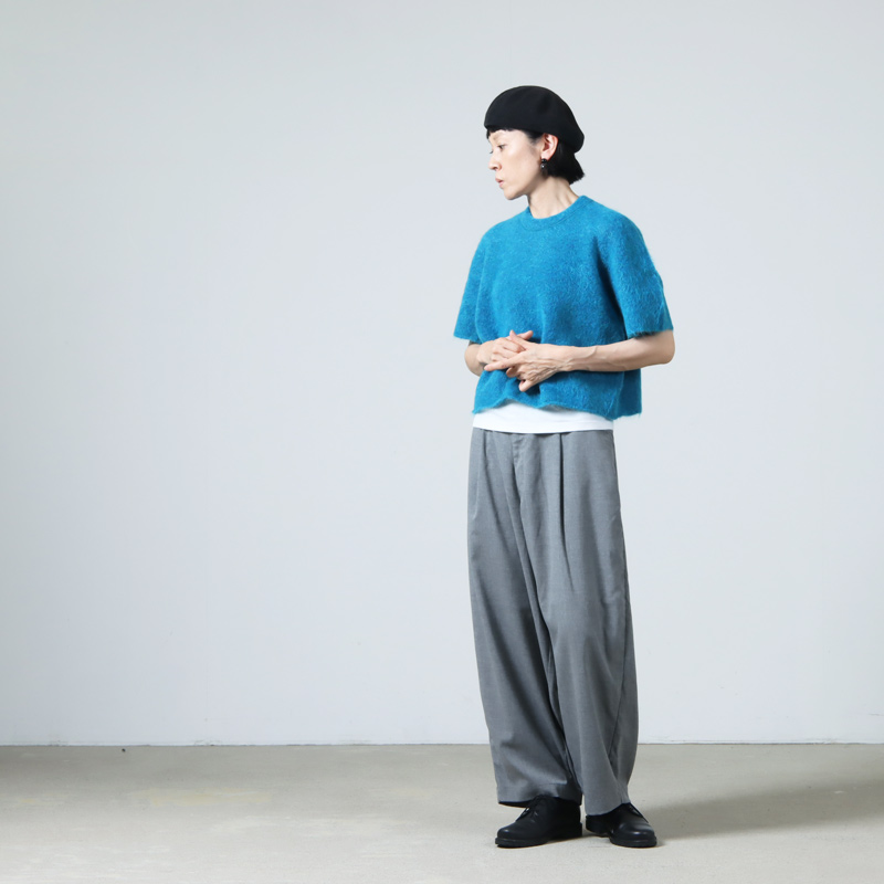 unfil (アンフィル) stretch superkid mohair short-sleeve sweater