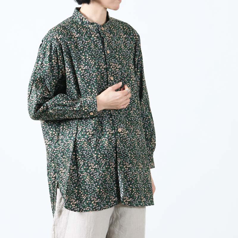YAECA (ヤエカ) CANVAS DESIGN PAINTS STAND COLLAR SHIRT LIBERTY