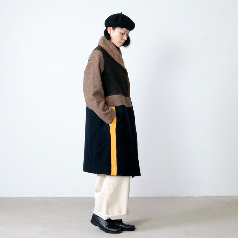blanc basque (ブランバスク) ソフトメルトンカラーブロックコート