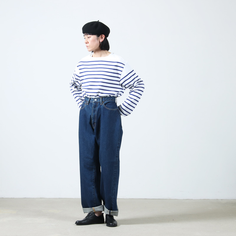 CIOTA (シオタ) High-rise 5 Pocket Pants Dark Blue Damage