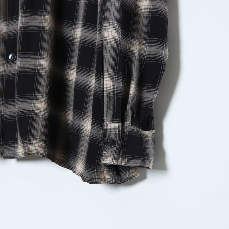 COMOLI (コモリ) レーヨンチェック オープンカラーシャツ