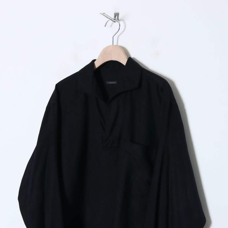 COMOLI (コモリ) シルクネル スキッパーシャツ
