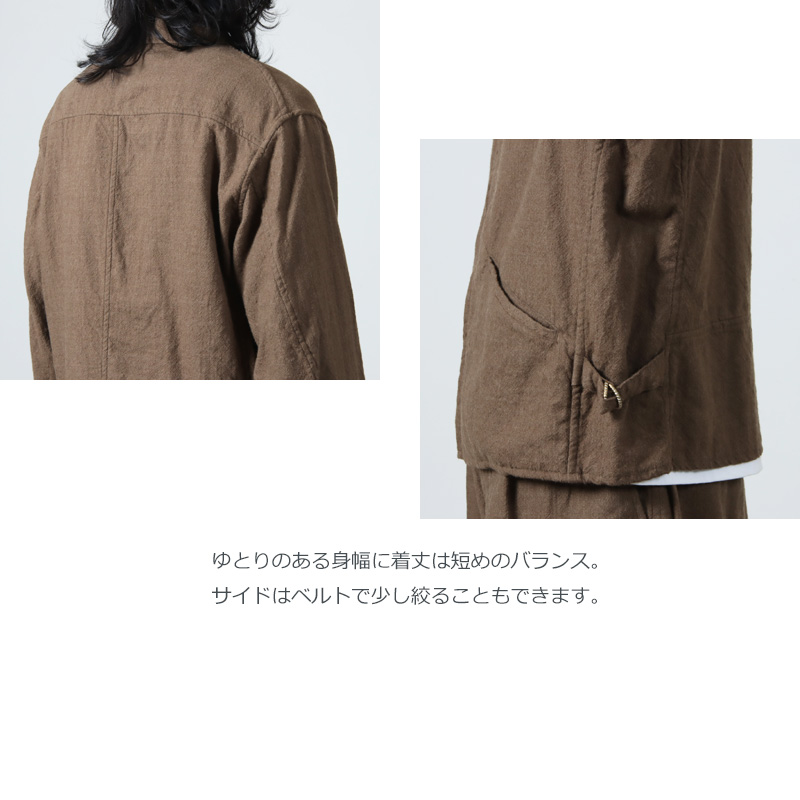 COMOLI (コモリ) KHAKI縮絨ウール ジップショートジャケット