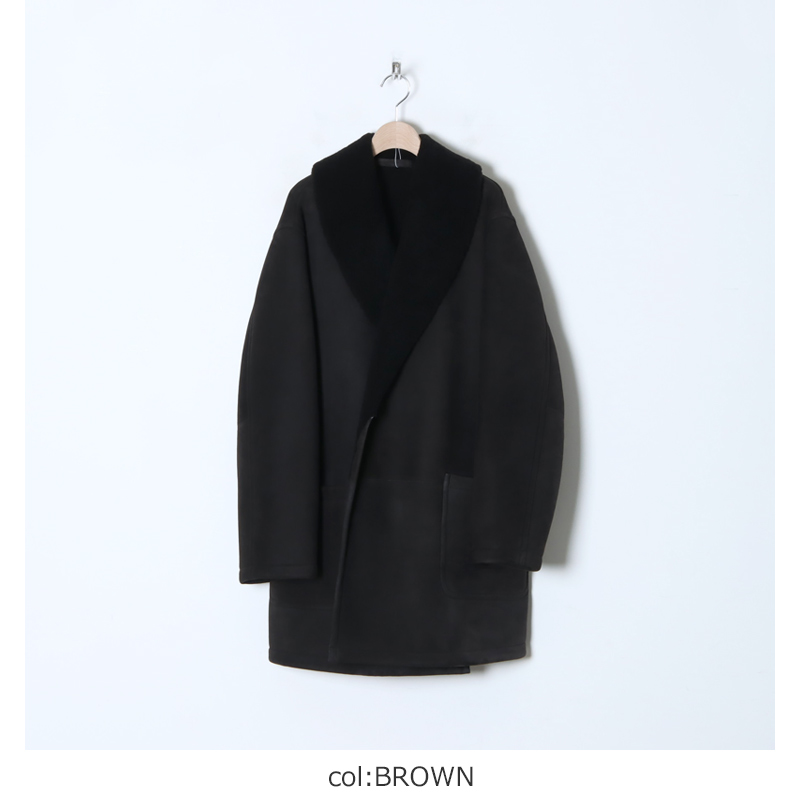 COMOLI (コモリ) シープスキン ショールカラーコート