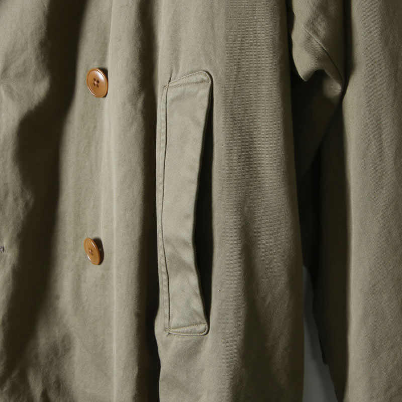 COMOLI (コモリ) コットンギャバ ダブルブレステッドコート