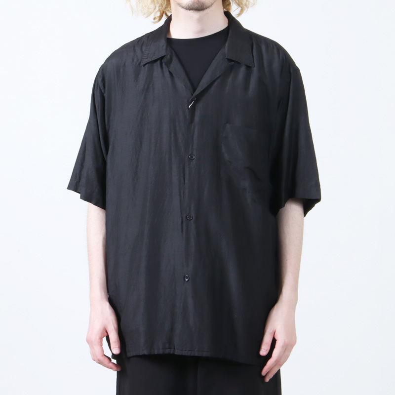 COMOLI (コモリ) ウールシルク 半袖オープンカラーシャツ